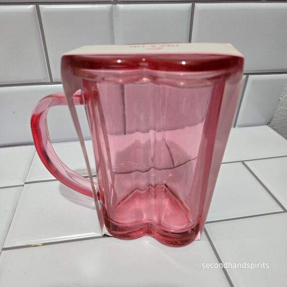 Target Bullseye Playground Valentines Glass Heart Shaped Mug With Lid Clear Red - Picture 12 of 14